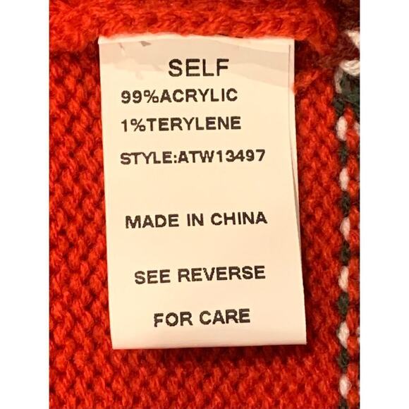 AndTheWhy Womens Christmas Reindeer Ugly Sweater Pullover Plaid Pattern Red S/M - Picture 6 of 7